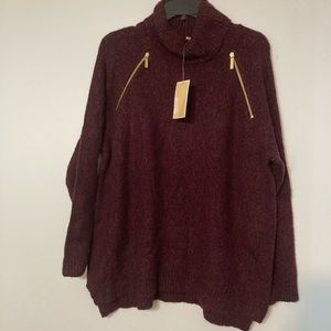 Michael Kors Zip Shoulder Turtleneck XL NWT
